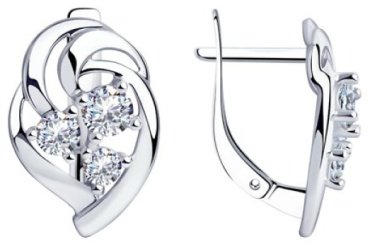 Серьги Diamant 94-120-00542-1 вес 3.4 г серебро, фианит купить,17359