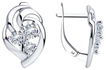 Серьги Diamant 94-120-00542-1 вес 3.4 г серебро, фианит купить,17359