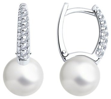 Серьги SOKOLOV 94026028 вес 4.86 г серебро, жемчуг, фианит купить,26500