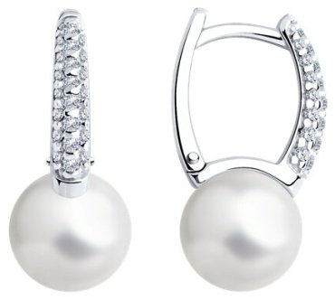 Серьги SOKOLOV 94026028 вес 4.86 г серебро, жемчуг, фианит купить,26500