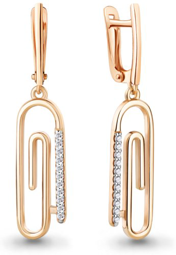 Серьги AQUAMARINE 49702A вес 3.9 г серебро, фианит купить,41989