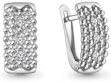 Серьги AQUAMARINE 400276А вес 2.44 г серебро, фианит купить,21470