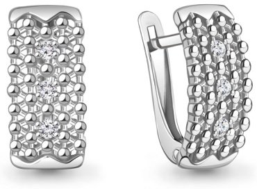 Серьги AQUAMARINE 400276А вес 2.44 г серебро, фианит купить,21470