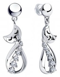Серьги SOKOLOV 94024031 вес 3.87 г серебро, фианит, эмаль купить,50978