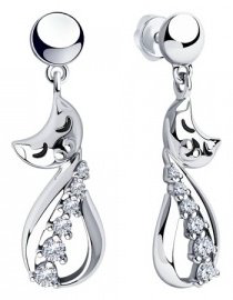 Серьги SOKOLOV 94024031 вес 3.87 г серебро, фианит, эмаль купить,50978