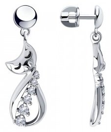 Серьги SOKOLOV 94024031 вес 3.87 г серебро, фианит, эмаль купить,50978
