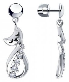 Серьги SOKOLOV 94024031 вес 3.87 г серебро, фианит, эмаль купить,50978