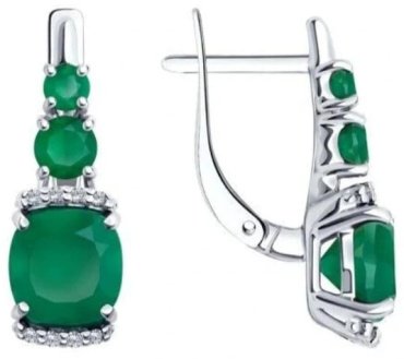 Серьги SOKOLOV 92023023 вес 3.3 г серебро, агат, фианит купить,29241