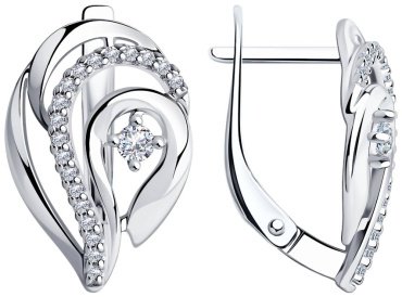 Серьги Diamant 94-120-00725-1 вес 2.5 г серебро, фианит купить,14306