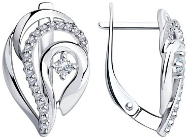 Серьги Diamant 94-120-00725-1 вес 2.5 г серебро, фианит купить,14306
