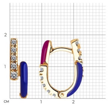 Серьги Diamant 93-120-01816-1 вес 3.52 г серебро, фианит, эмаль купить,19069