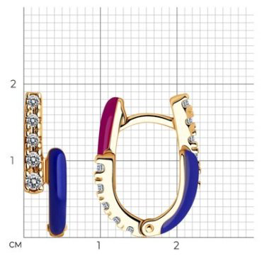 Серьги Diamant 93-120-01816-1 вес 3.52 г серебро, фианит, эмаль купить,19069