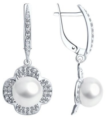 Серьги Diamant 94-321-01923-1 вес 5.61 г серебро, фианит купить,32860