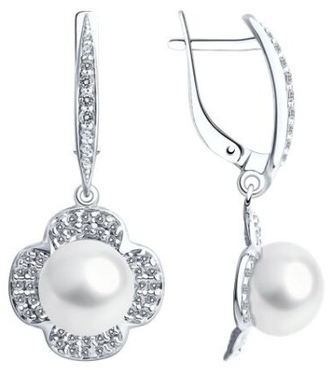 Серьги Diamant 94-321-01923-1 вес 5.61 г серебро, фианит купить,32860