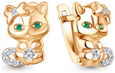 Серьги AQUAMARINE 400541АГ.6 вес 2.6 г серебро, фианит, наноизумруд купить,27563