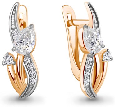 Серьги AQUAMARINE 400176А.6 вес 2.76 г серебро, фианит купить,20638