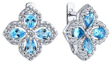 Серьги SOKOLOV 92022800 вес 3.17 г серебро, фианит, топаз купить,29058