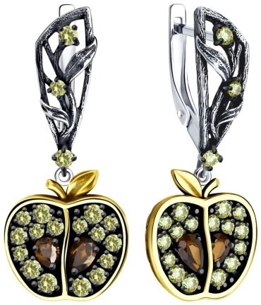 Серьги SOKOLOV 95020075 вес 8.79 г серебро, фианит купить,35046