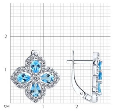 Серьги SOKOLOV 92022800 вес 3.17 г серебро, фианит, топаз купить,29058
