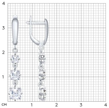 Серьги SOKOLOV 94022009 вес 2.9 г серебро, фианит купить,15909