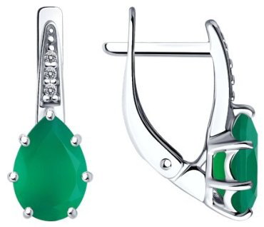 Серьги Diamant 94-320-02059-4 вес 2.22 г серебро, агат, фианит купить,NaN