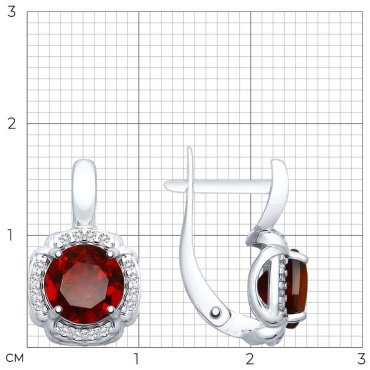 Серьги SOKOLOV 92021681 вес 3.4 г серебро, фианит, гранат