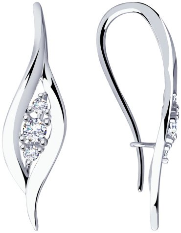 Серьги Diamant 94-120-00873-1_2,35 вес 2.35 г серебро, фианит купить,19494