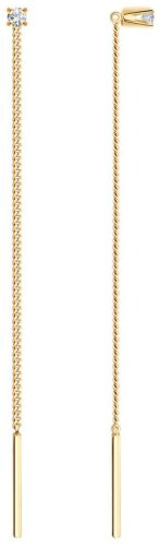 Серьги-цепочки SOKOLOV 020611 вес 0.67 г золото, фианит купить,69908
