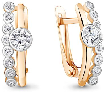 Серьги AQUAMARINE 49201А вес 2.62 г серебро, фианит купить,24240