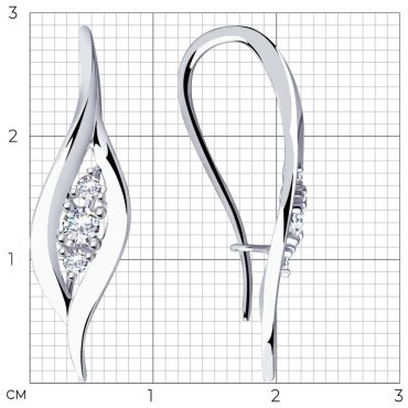 Серьги Diamant 94-120-00873-1_2,35 вес 2.35 г серебро, фианит купить,19494