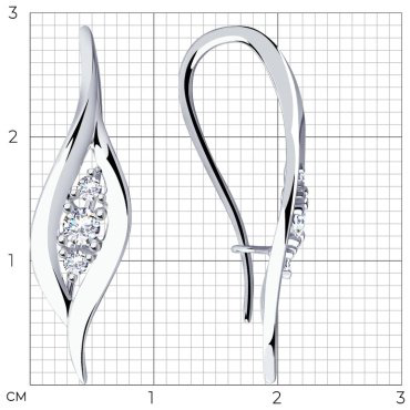 Серьги Diamant 94-120-00873-1_2,35 вес 2.35 г серебро, фианит купить,19494