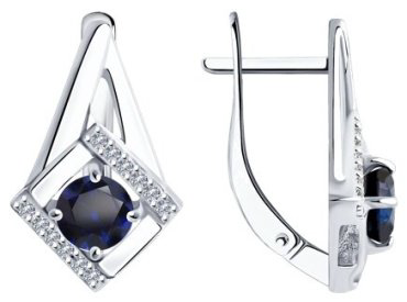 Серьги Diamant 94-320-00350-1 вес 2.56 г серебро, фианит, корунд купить,28825