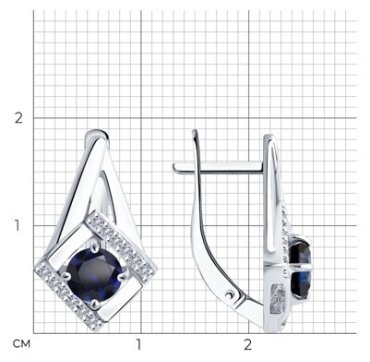 Серьги Diamant 94-320-00350-1 вес 2.56 г серебро, фианит, корунд купить,28825