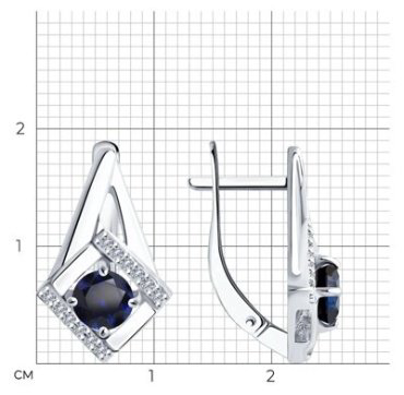 Серьги Diamant 94-320-00350-1 вес 2.56 г серебро, фианит, корунд купить,28825