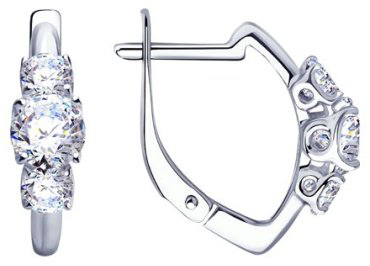 Серьги Diamant 94-120-01217-1 вес 2.76 г серебро, фианит купить,18334