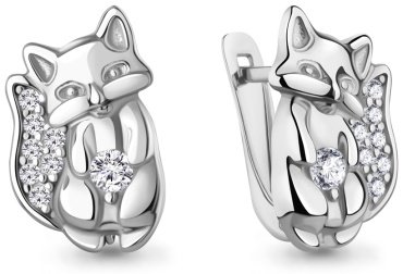 Серьги AQUAMARINE 400540А.5 вес 2.44 г серебро, фианит купить,20777