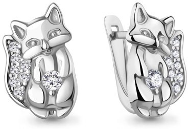 Серьги AQUAMARINE 400540А.5 вес 2.44 г серебро, фианит купить,20777