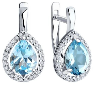 Серьги Diamant 94-320-02047-1 вес 3.71 г серебро, фианит, топаз купить,29754