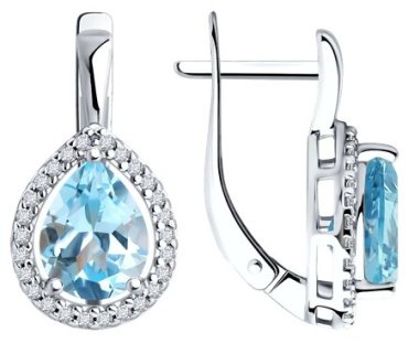 Серьги Diamant 94-320-02047-1 вес 3.71 г серебро, фианит, топаз купить,29754