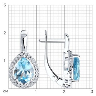 Серьги Diamant 94-320-02047-1 вес 3.71 г серебро, фианит, топаз купить,29754