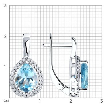 Серьги Diamant 94-320-02047-1 вес 3.71 г серебро, фианит, топаз купить,29754