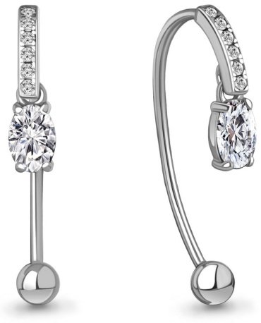 Серьги AQUAMARINE 48296А вес 1 г серебро, фианит купить,32832