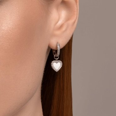 Серьги SOKOLOV 94026487 Сердечки вес 3.35 г серебро, эмаль, фианит купить,NaN