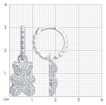 Серьги SOKOLOV 94027103 вес 4.76 г серебро, фианит купить,23988