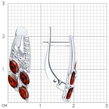Серьги SOKOLOV 92021760 вес 2.89 г серебро, фианит, гранат купить,28726