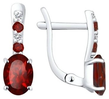 Серьги SOKOLOV 92021200-sk20 вес 2.06 г серебро, фианит, гранат купить,24329