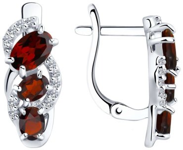 Серьги SOKOLOV 92021140 вес 2.63 г серебро, фианит, гранат купить,19997