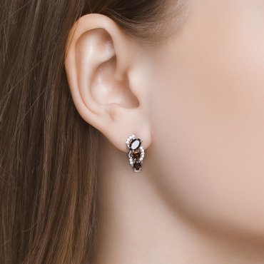 Серьги SOKOLOV 92021140 вес 2.63 г серебро, фианит, гранат купить,19997