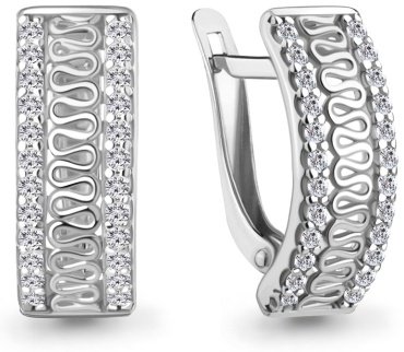Серьги AQUAMARINE 400142А вес 2.36 г серебро, фианит купить,32627