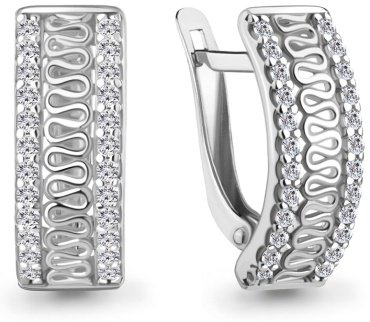 Серьги AQUAMARINE 400142А вес 2.36 г серебро, фианит купить,32627
